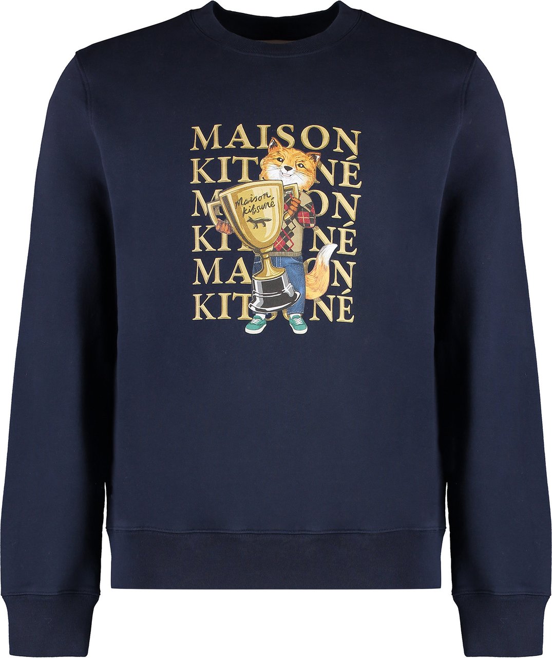 Maison Kitsuné Printed cotton sweatshirt Navy