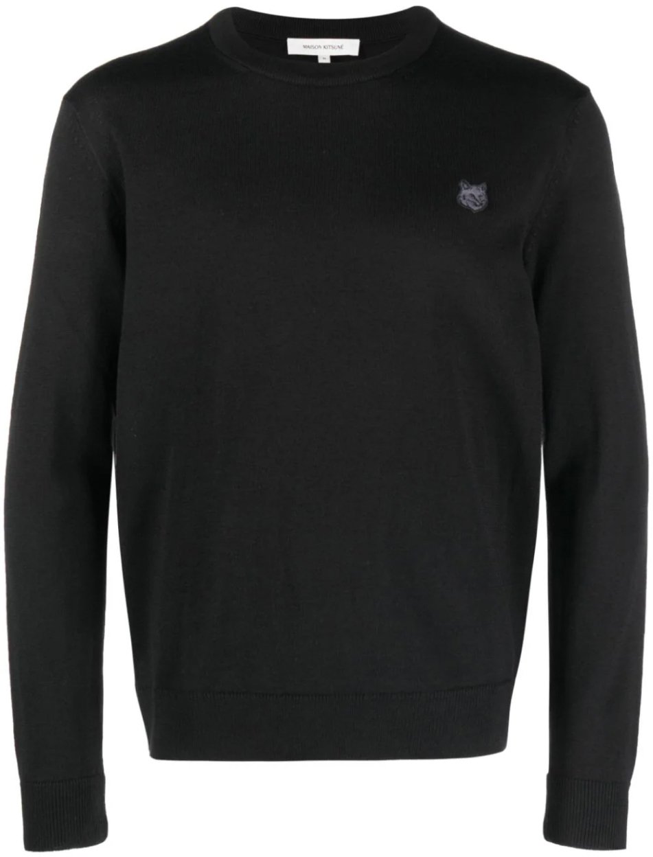 Maison Kitsuné Fox Logo Patch Sweater Zwart