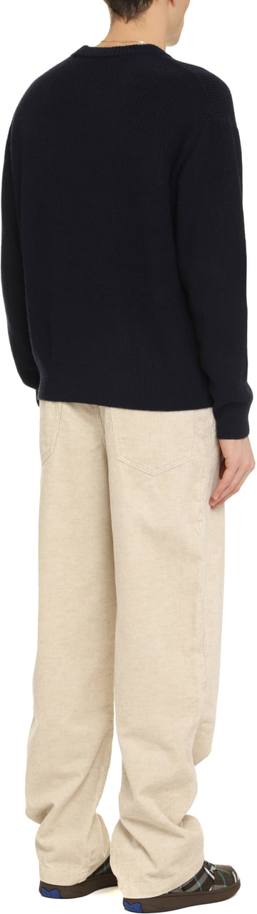 Maison Kitsuné Wool-blend crew-neck sweater Blauw