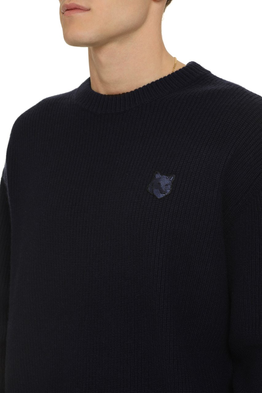 Maison Kitsuné Wool-blend crew-neck sweater Blauw