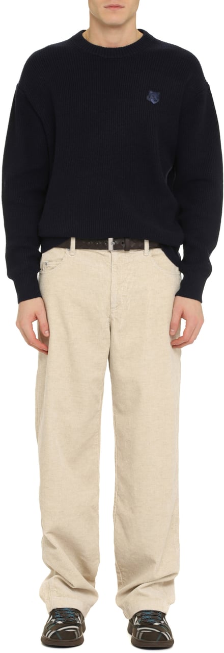 Maison Kitsuné Wool-blend crew-neck sweater Blauw