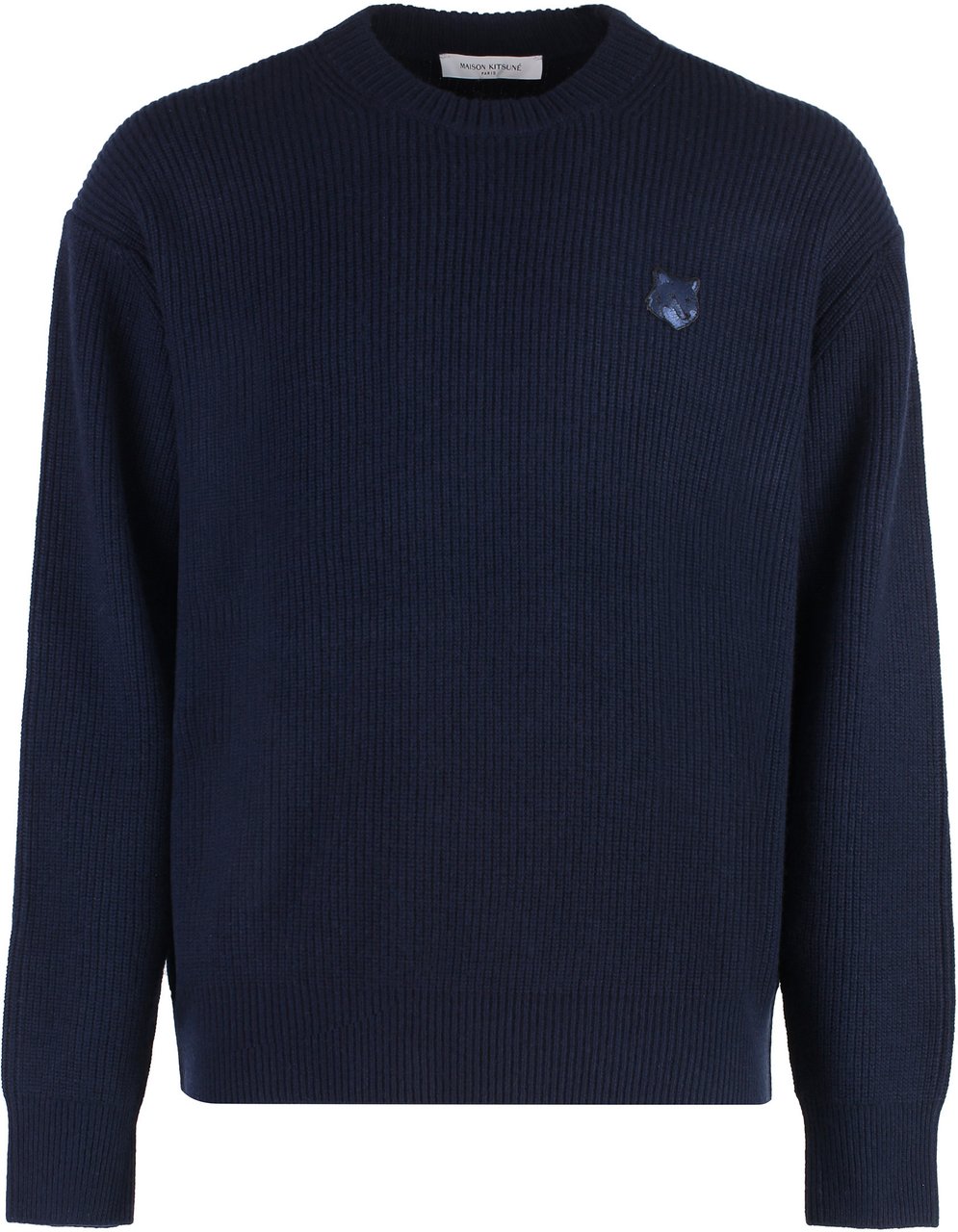 Maison Kitsuné Wool-blend crew-neck sweater Blauw