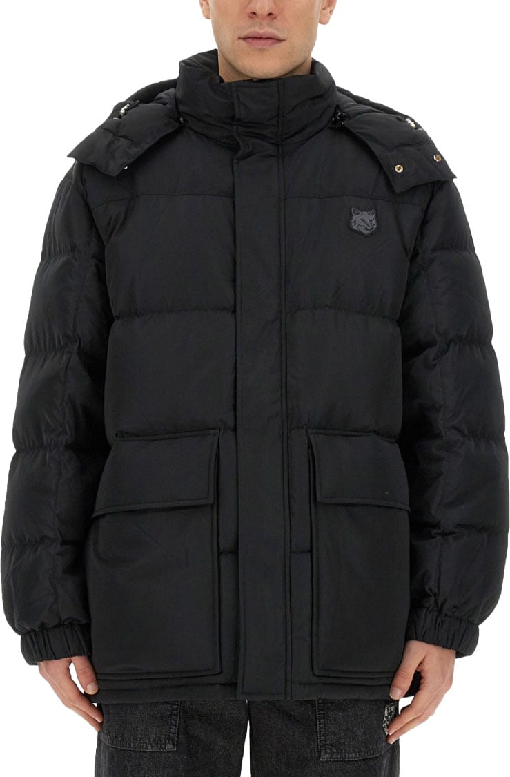 Maison Kitsuné Oversized Puffy Jacket With High Collar Zwart