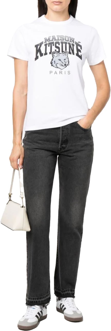 Maison Kitsuné Campus Fox Logo T-shirt Wit