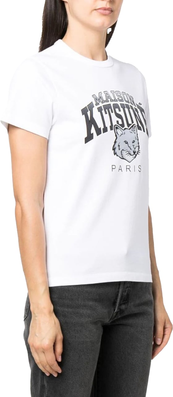 Maison Kitsuné Campus Fox Logo T-shirt Wit