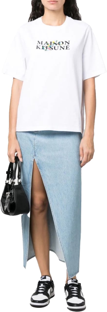 Maison Kitsuné Flowers Print Classic Logo T-shirt Wit