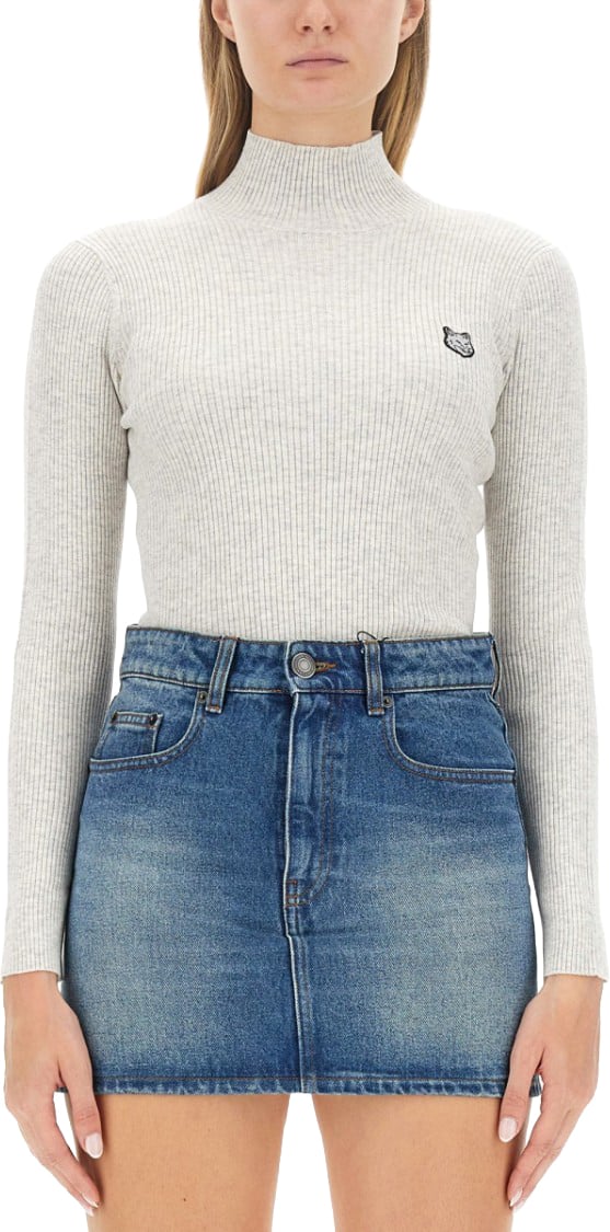 Maison Kitsuné Slim-Fit High Neck Jersey Wit