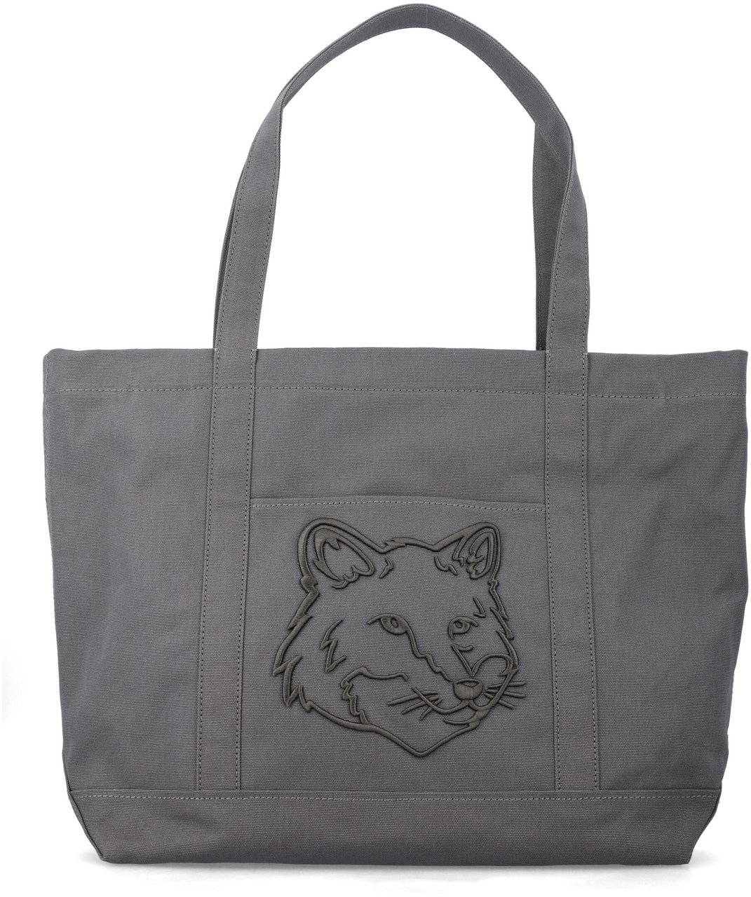 Maison Kitsuné Fox Head Large Tote Beluga Grijs