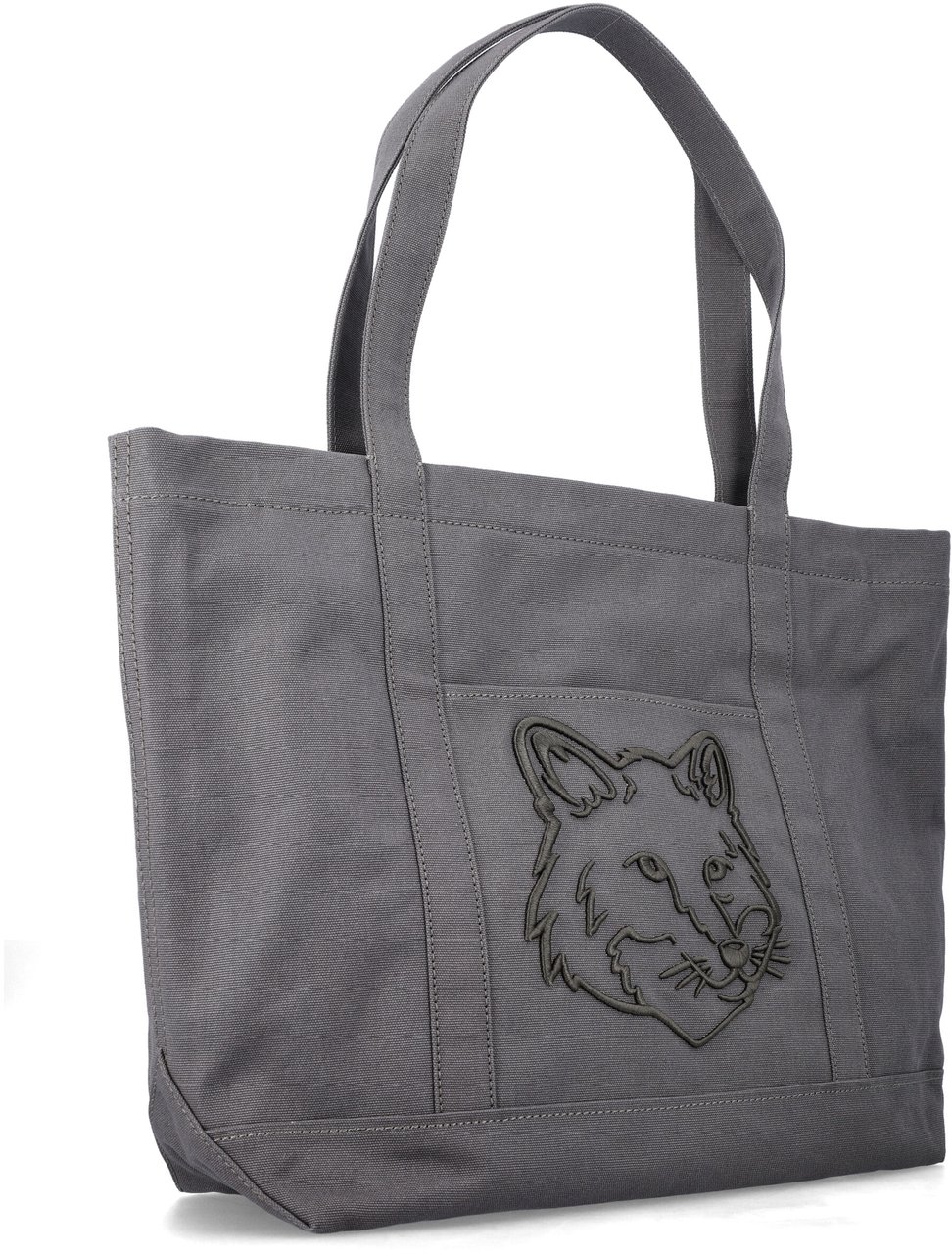 Maison Kitsuné Fox Head Large Tote Beluga Grijs