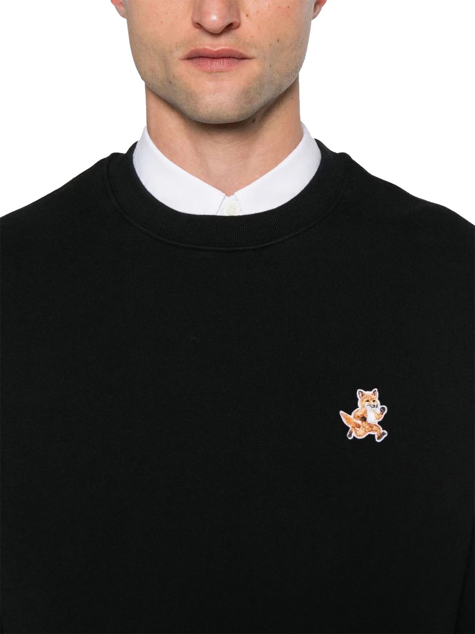 Maison Kitsuné speedy fox patch comfort sweatshirt black Zwart