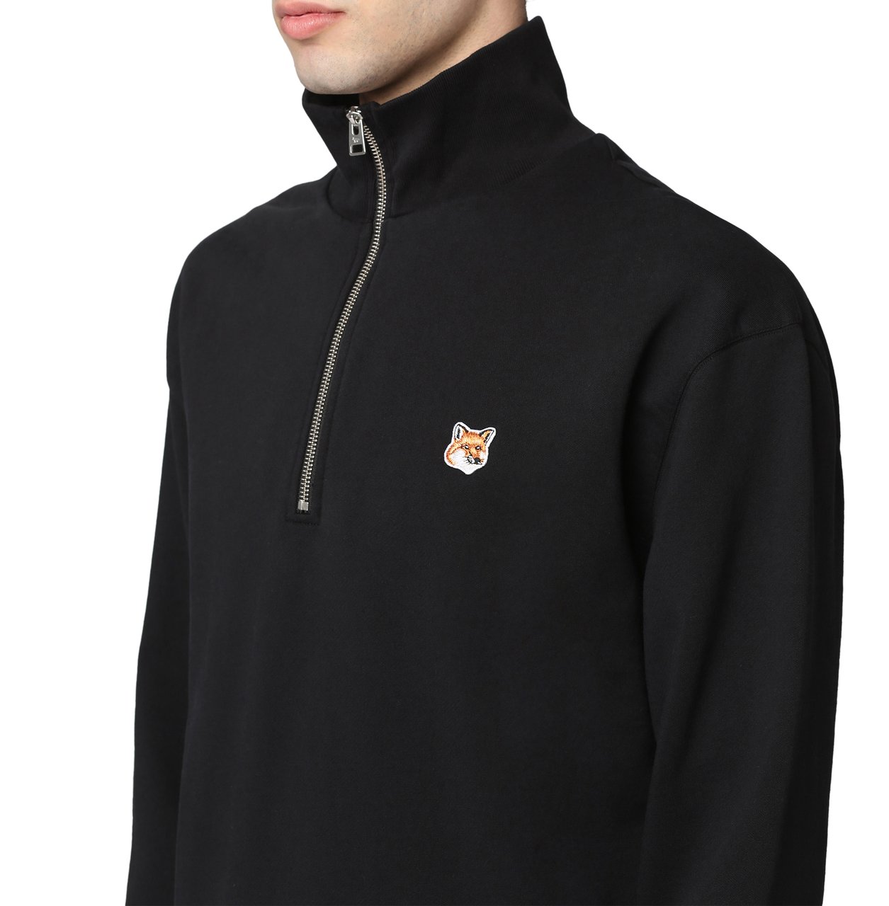 Maison Kitsuné Cotton crew-neck sweatshirt Zwart