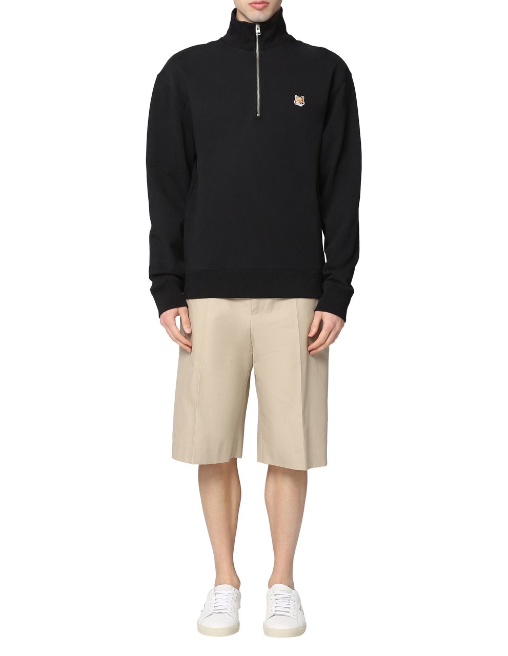 Maison Kitsuné Cotton crew-neck sweatshirt Zwart
