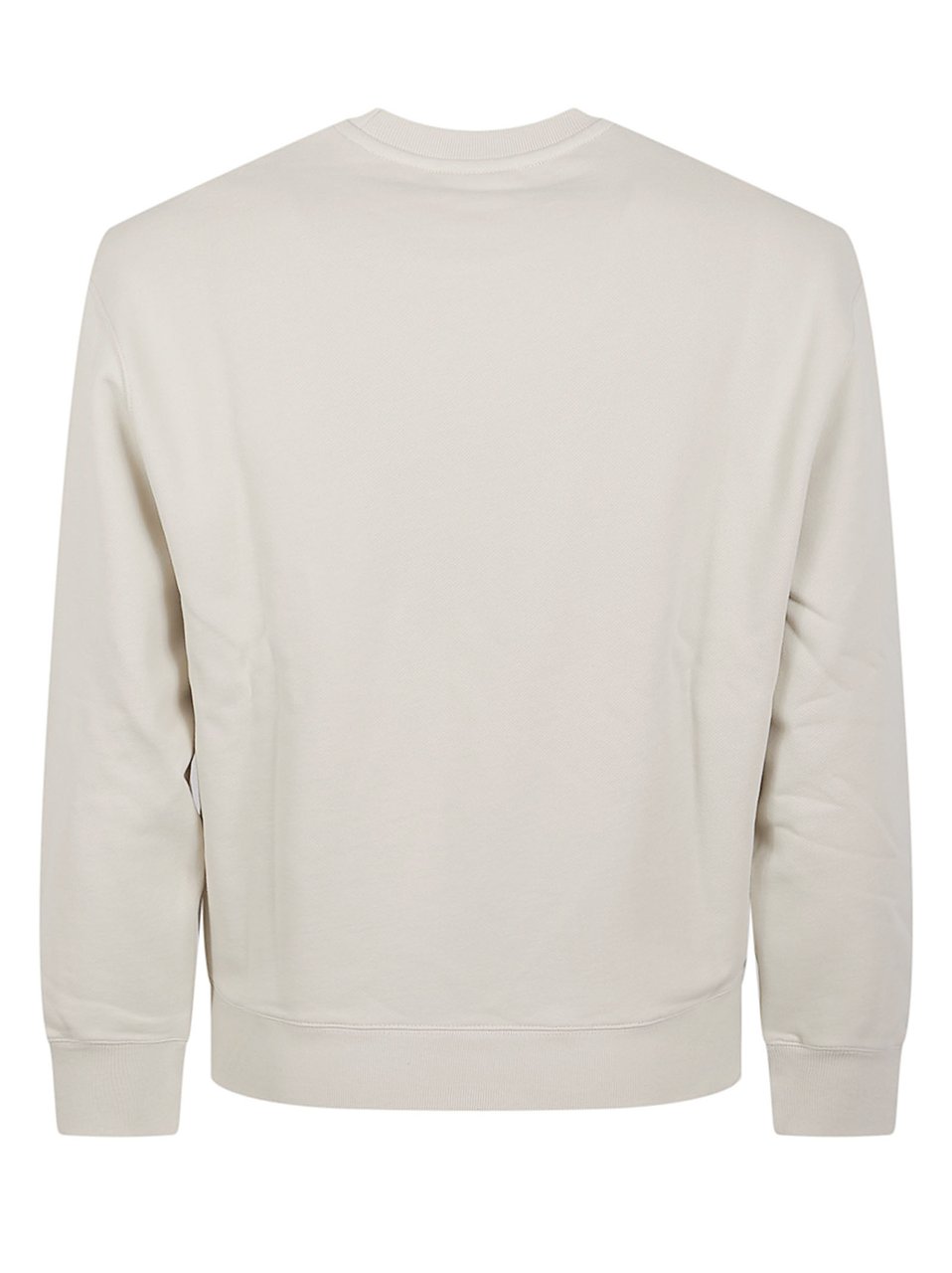 Maison Kitsuné Minimalist Crew Neck Cotton Sweater with Embroidered Logo Wit