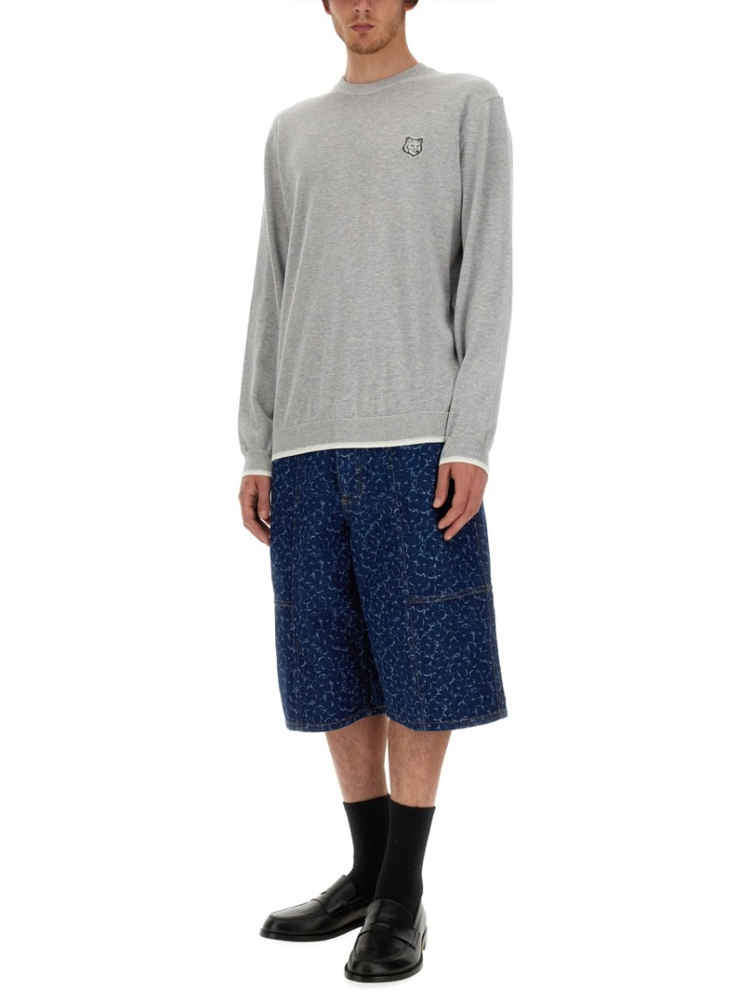 Maison Kitsuné "Fox Head" Jersey Grijs