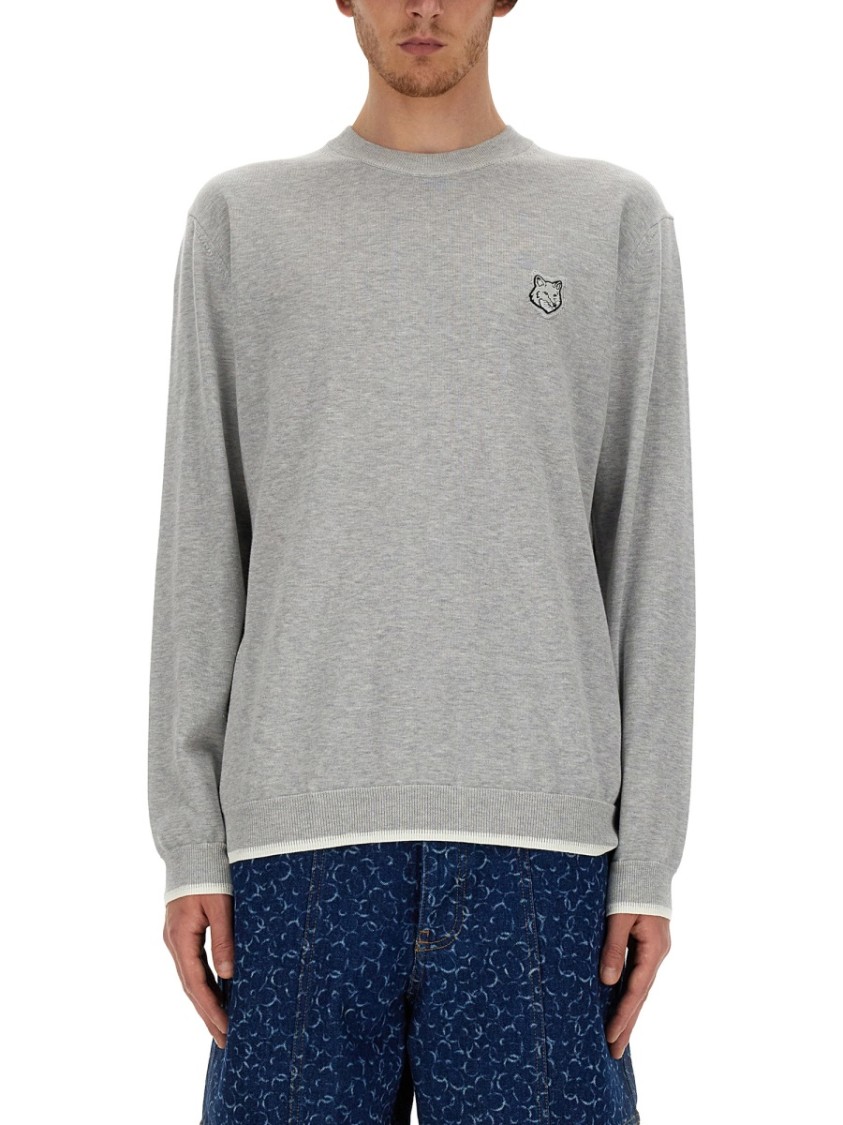 Maison Kitsuné "Fox Head" Jersey Grijs