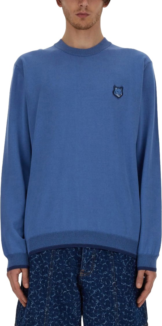 Maison Kitsuné "Fox Head" Jersey Blauw
