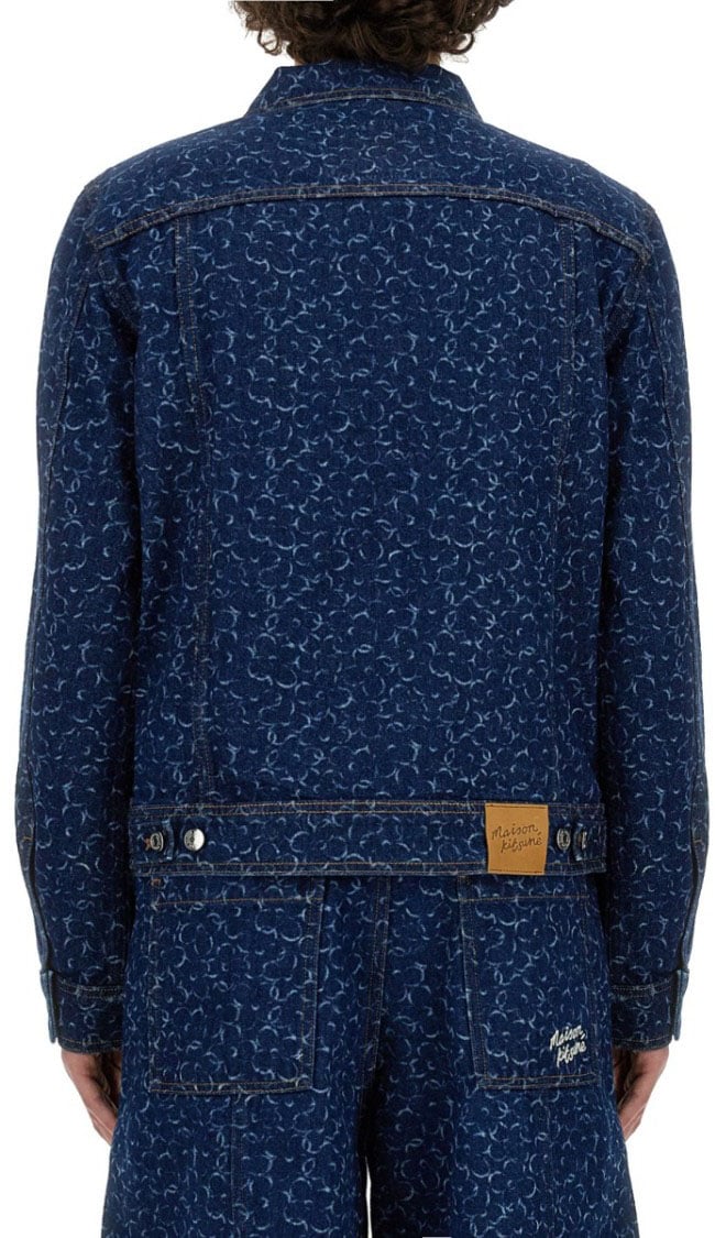 Maison Kitsuné Cropped Denim Jacket Blauw