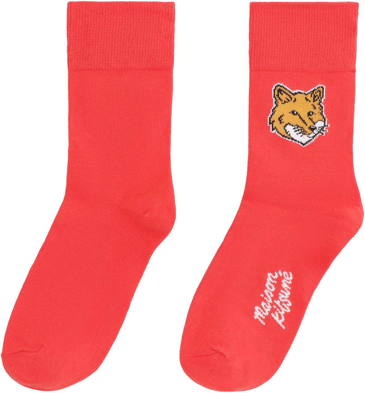 Maison Kitsuné Cotton socks with logo Rood