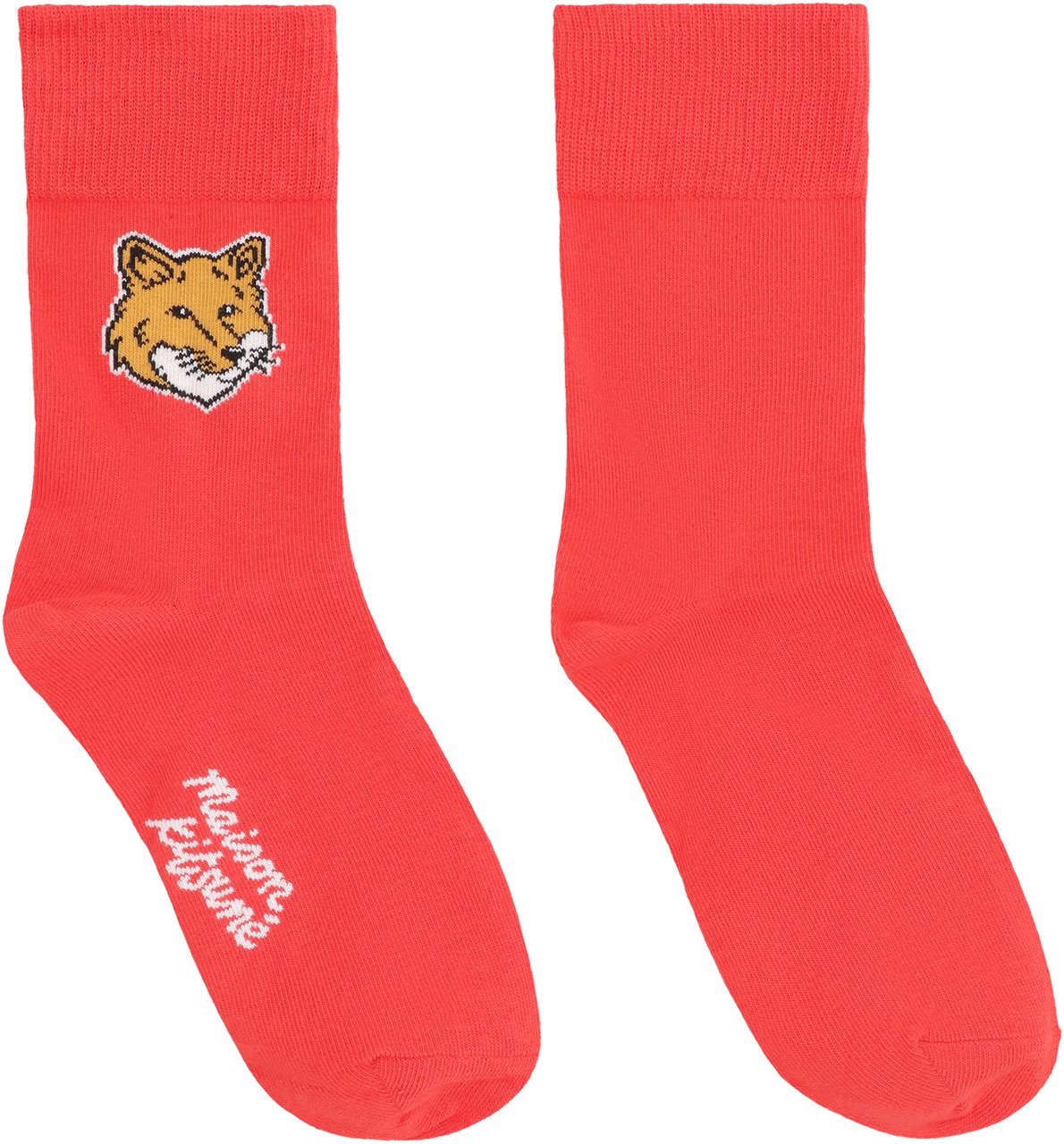 Maison Kitsuné Cotton socks with logo Rood
