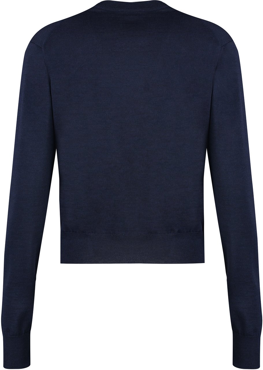 Maison Kitsuné Wool cardigan Blauw