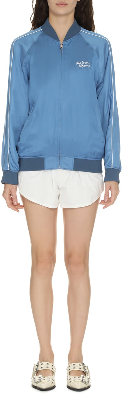 Maison Kitsuné Viscose full-zip sweatshirt Lichtblauw