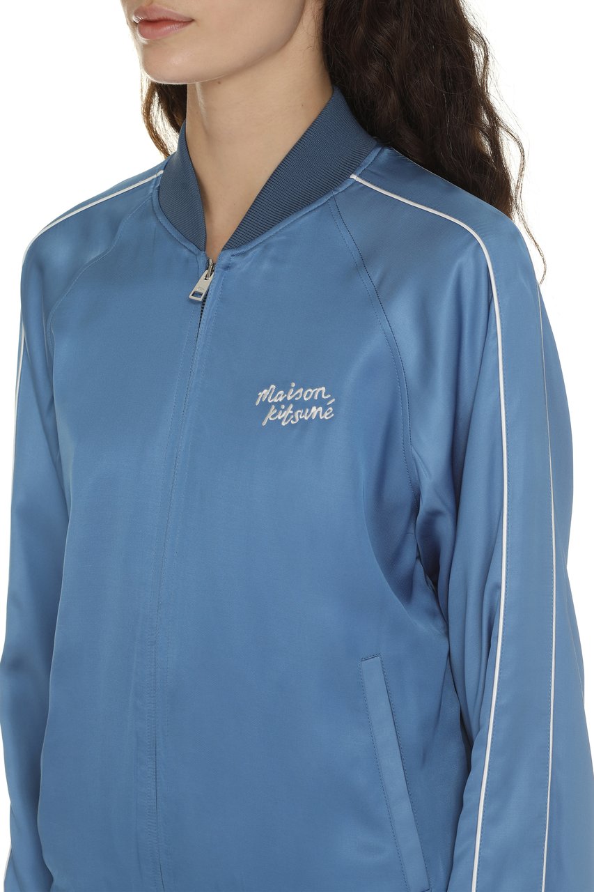 Maison Kitsuné Viscose full-zip sweatshirt Lichtblauw