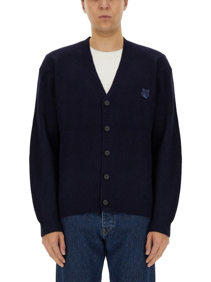 Maison Kitsuné Ribbed Cardigan Blauw