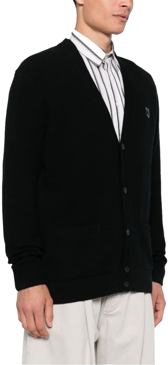 Maison Kitsuné bold fox head patch regular cardigan divers Divers