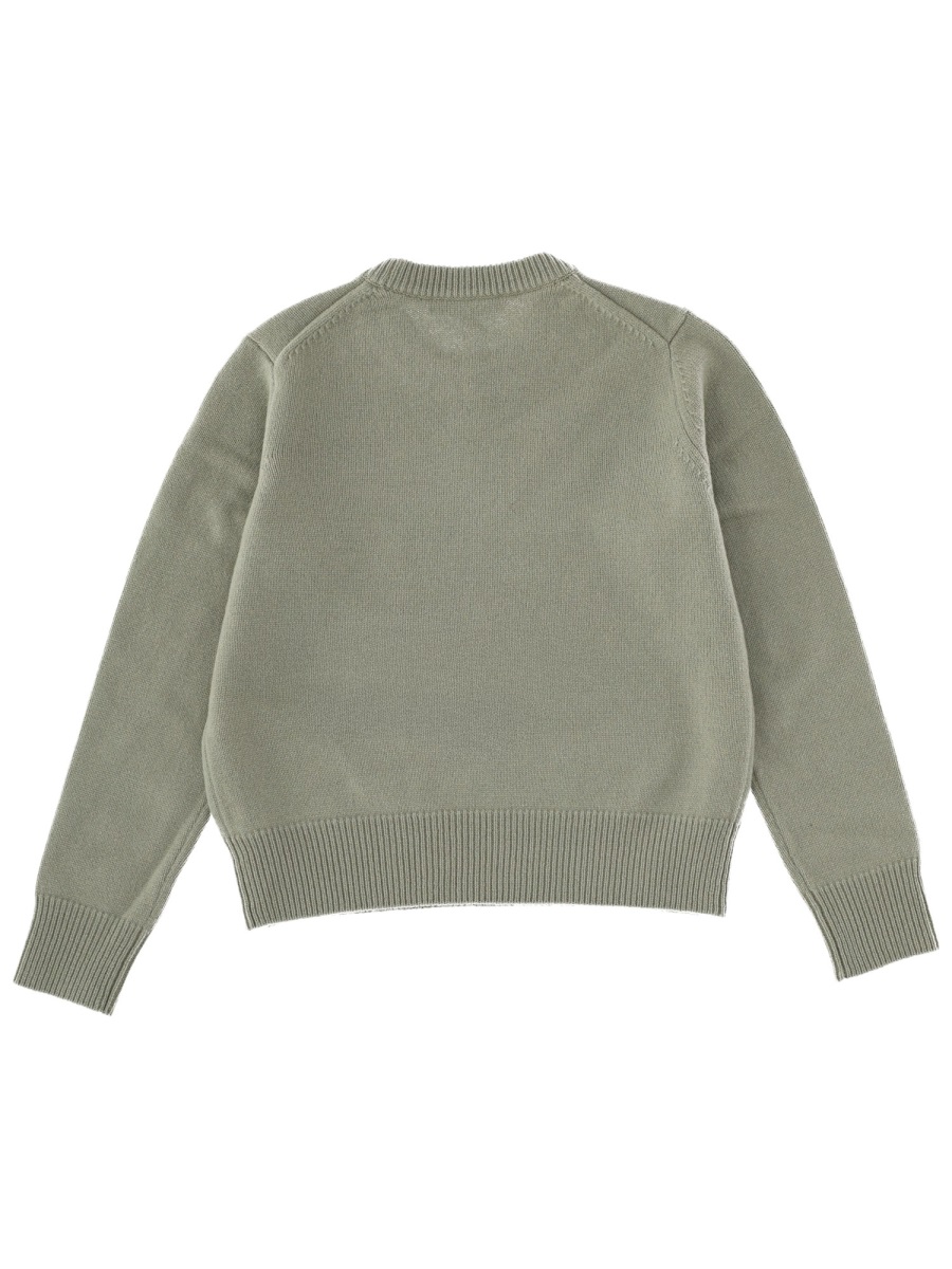 Maison Kitsuné Green Fox Head Wool Sweater Grijs
