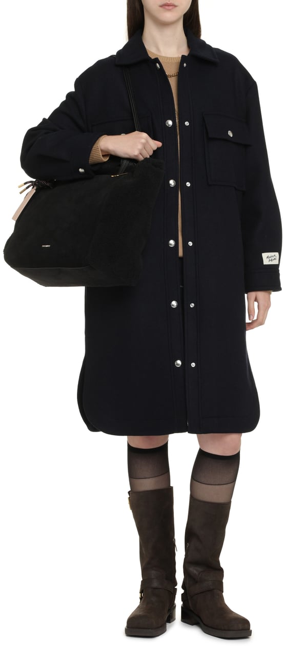 Maison Kitsuné Wool coat Blauw