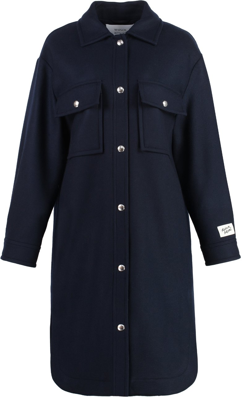 Maison Kitsuné Wool coat Blauw