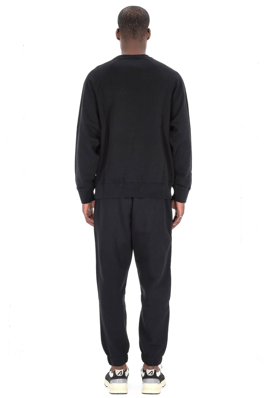 Maison Kitsuné Crewneck Sweatshirt with Central Logo Zwart
