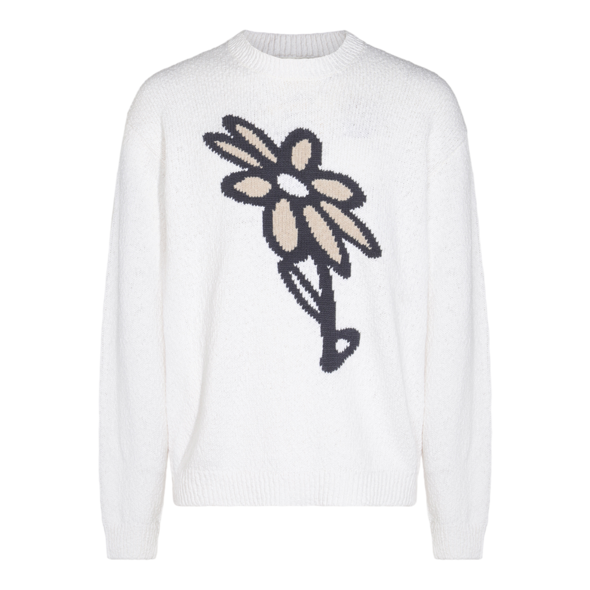 Maison Kitsuné Textured Knit Sweater With Playful Floral Graphic Wit