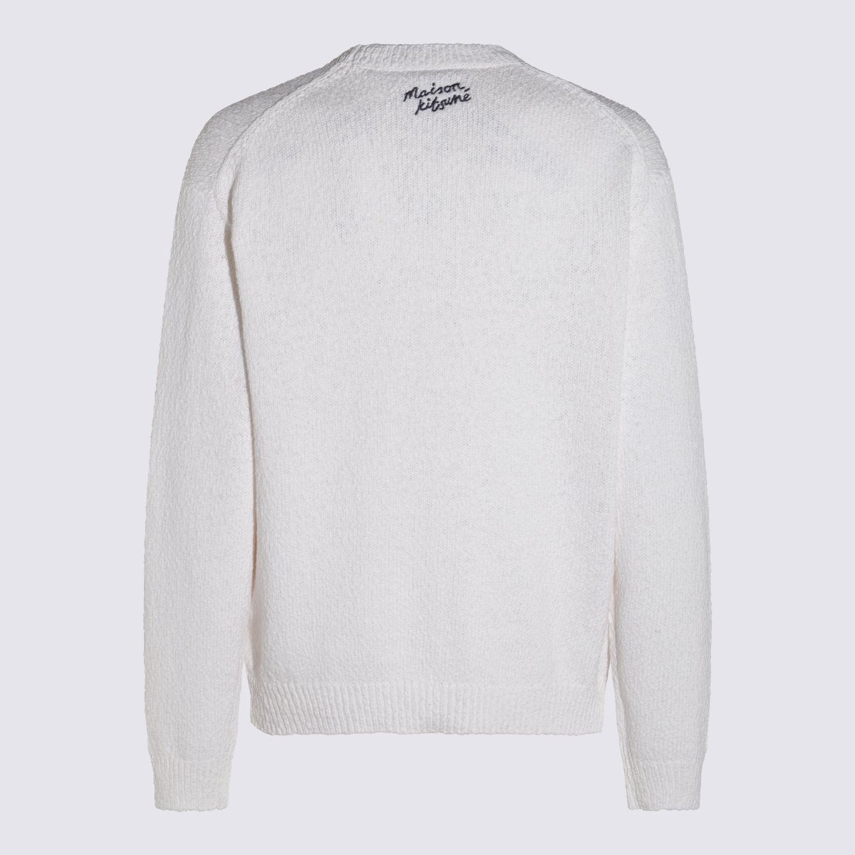 Maison Kitsuné Textured Knit Sweater With Playful Floral Graphic Wit