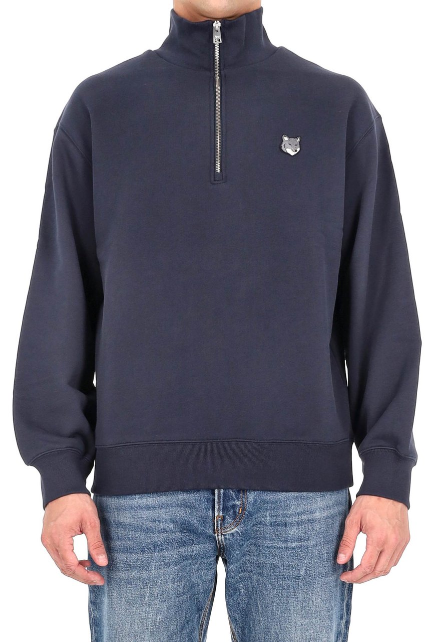 Maison Kitsuné Fox Comfort Fit Half-Zip Hoodie Grijs