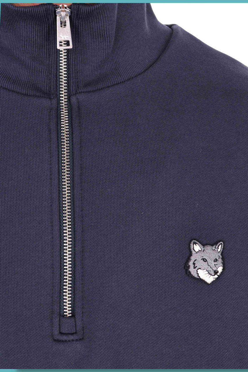 Maison Kitsuné Fox Comfort Fit Half-Zip Hoodie Grijs
