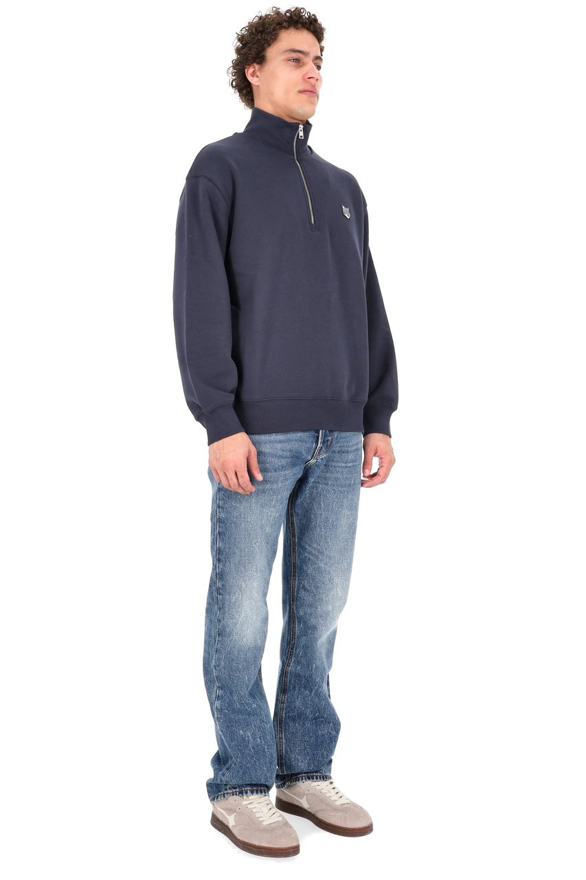 Maison Kitsuné Fox Comfort Fit Half-Zip Hoodie Grijs