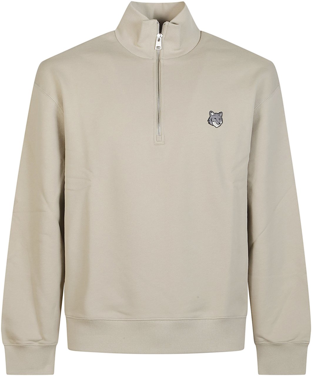 Maison Kitsuné Fox Head Comfort Half Zip Sweatshirt Grey Grijs