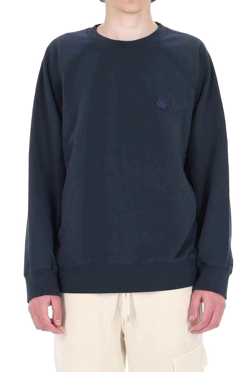 Maison Kitsuné Oversized Fox Head Cotton Sweatshirt Zwart