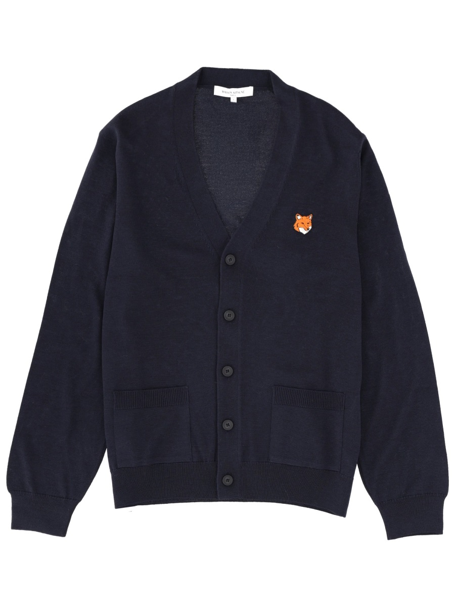Maison Kitsuné Blue Fox Head Cardigan Zwart