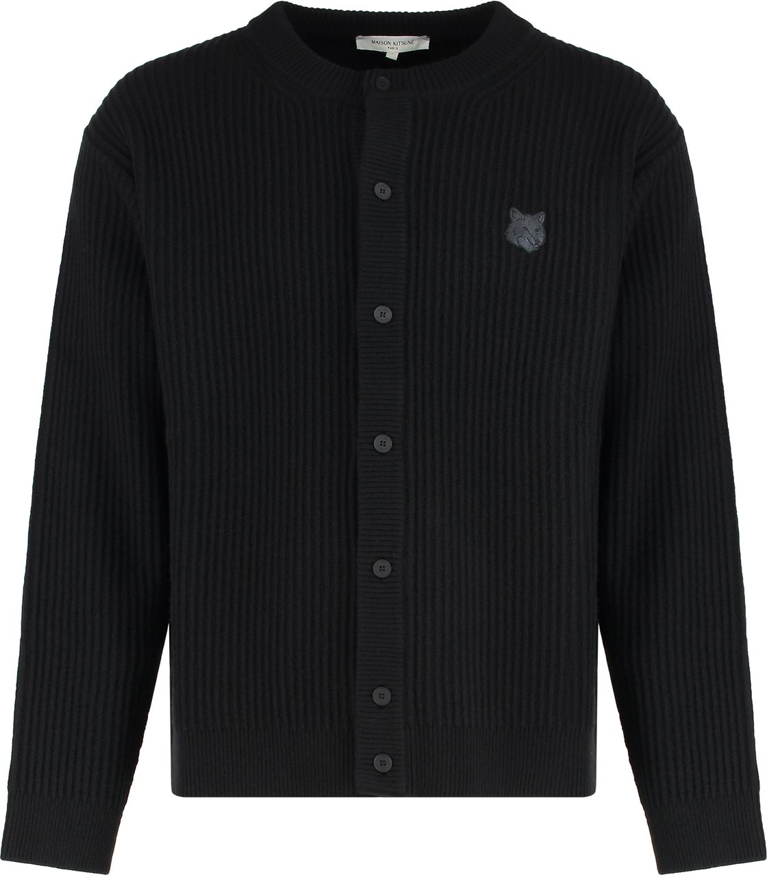 Maison Kitsuné Ribbed wool cardigan Zwart