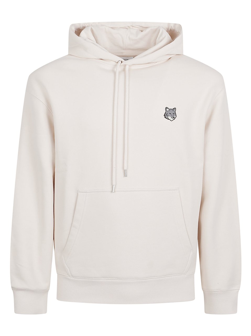 Maison Kitsuné Lightweight White Hoodie With Embroidered Fox Emblem Wit