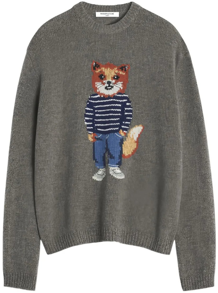 Maison Kitsuné pull a imprime graphique Grijs