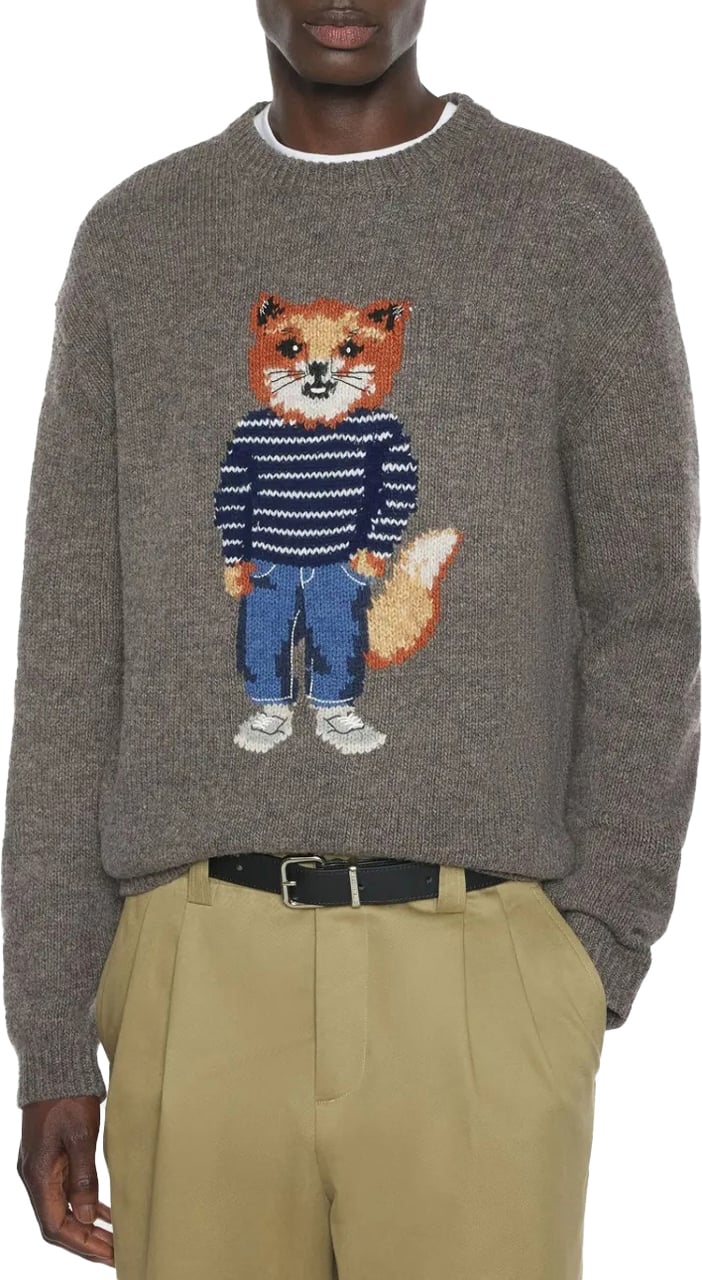 Maison Kitsuné pull a imprime graphique Grijs