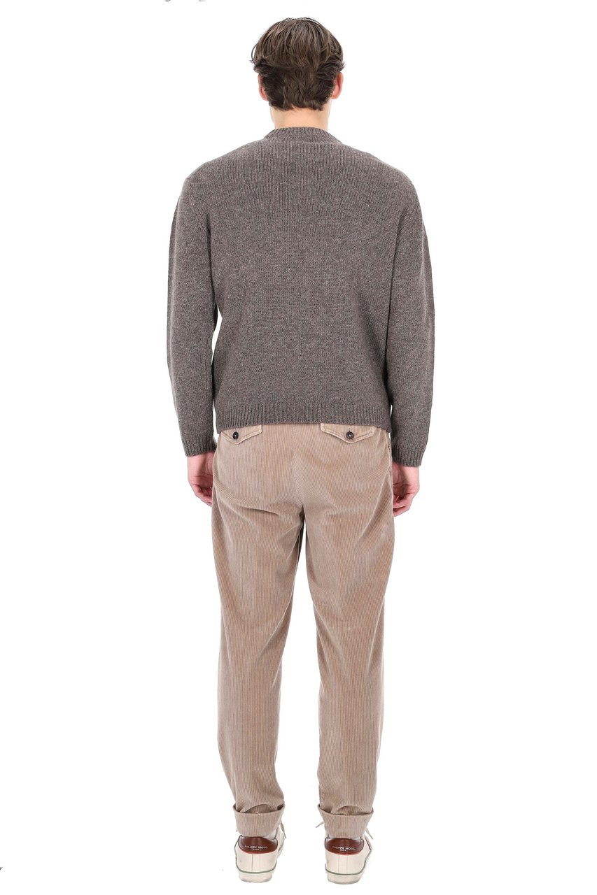 Maison Kitsuné Wool-Mohair Crewneck Sweater with Fox Jacquard Grijs