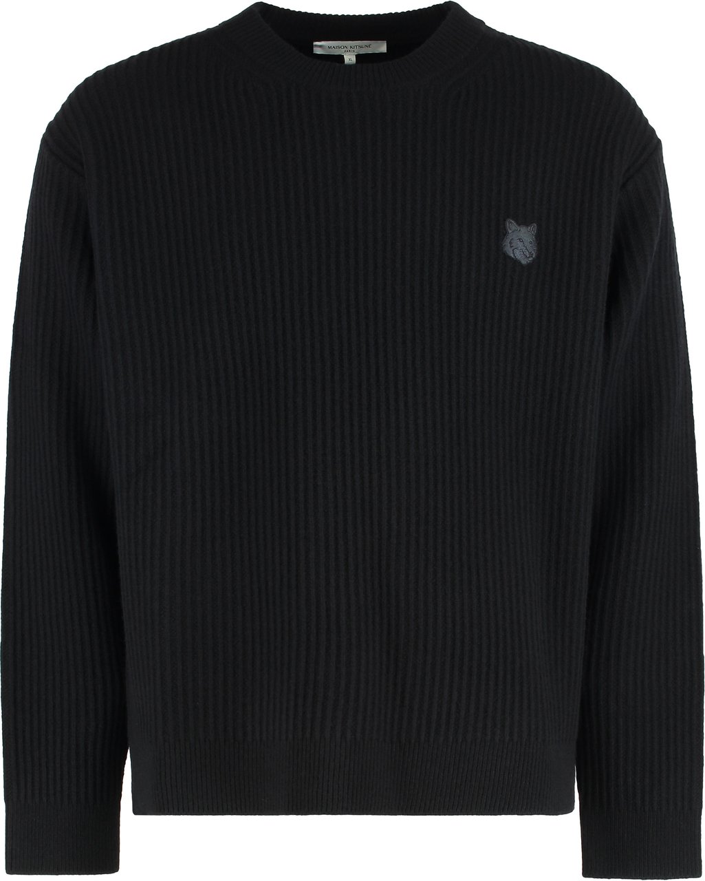 Maison Kitsuné Ribbed wool sweater Zwart