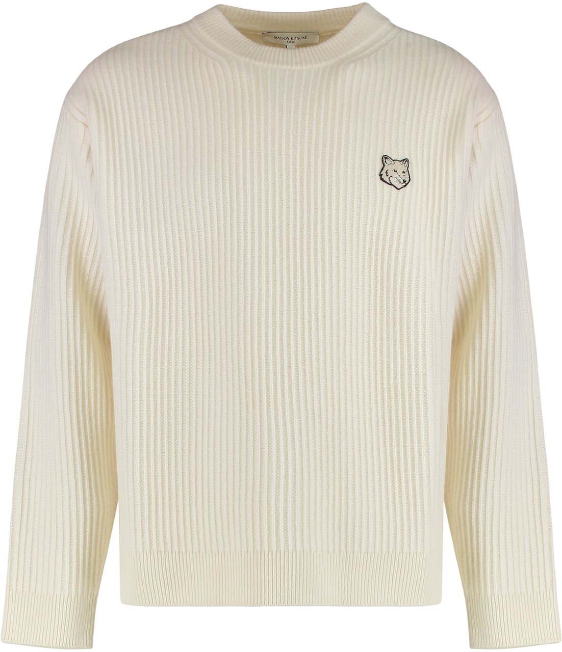 Maison Kitsuné Ribbed wool sweater Neutraal