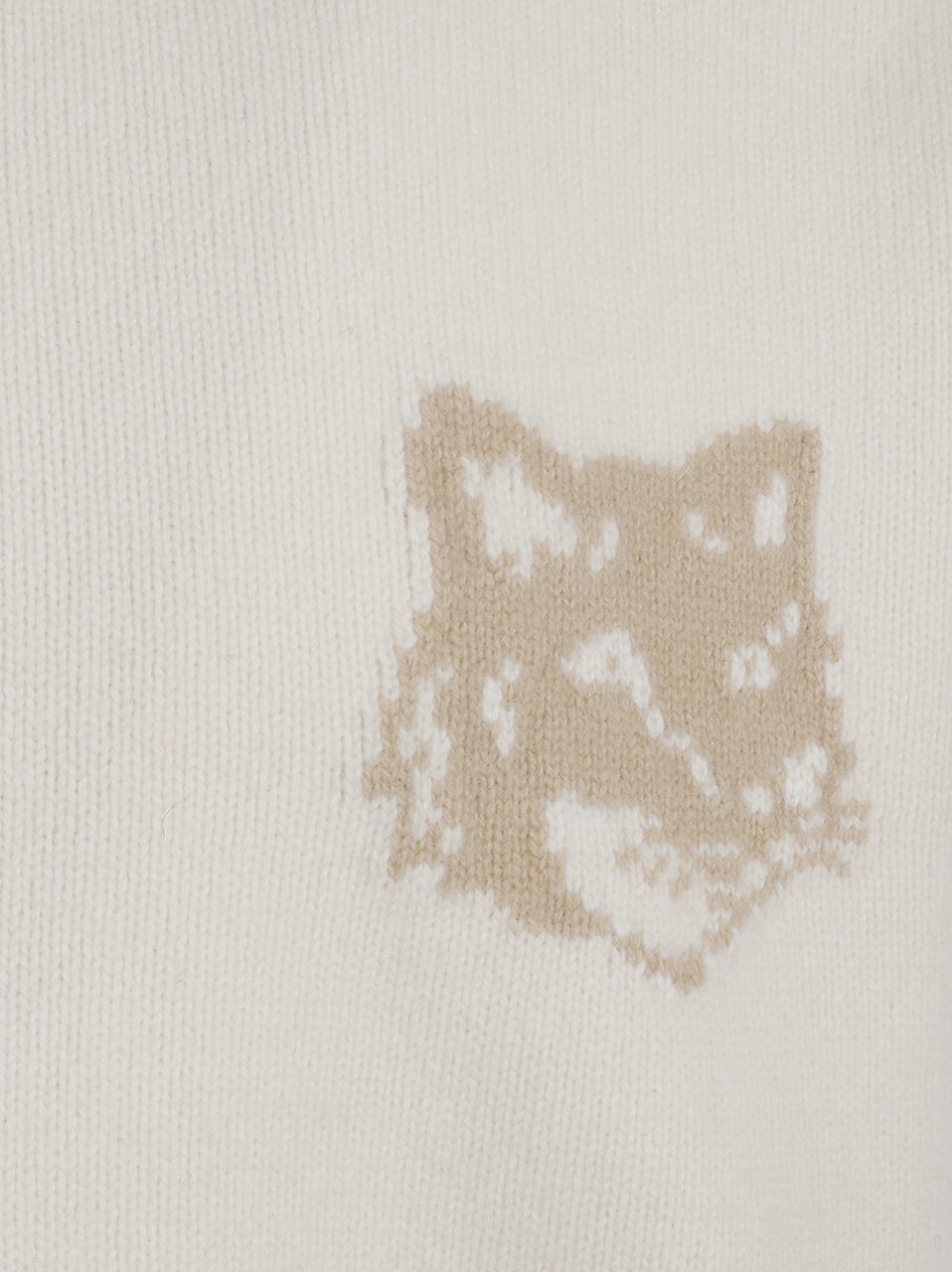 Maison Kitsuné MAISON KITSUNE FOX HEAD INTARSIA MERINO JUMPER Beige