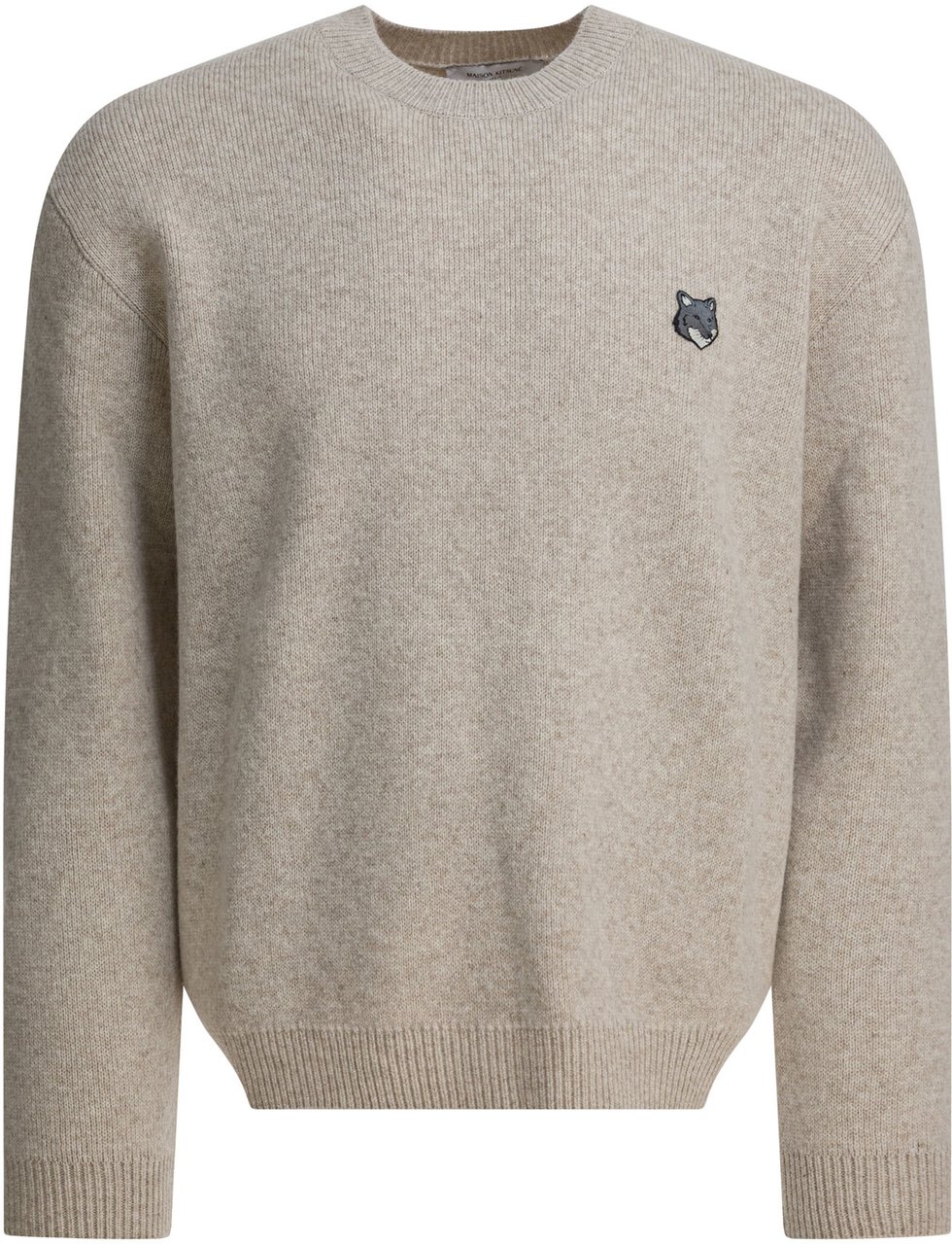 Maison Kitsuné Wool crewneck sweater Beige