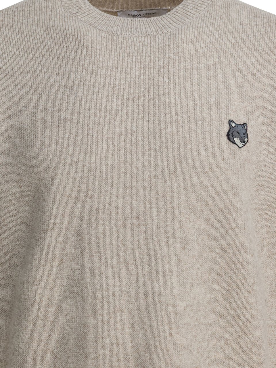 Maison Kitsuné Wool crewneck sweater Beige